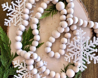 Long wood bead garland/Christmas Garland/Tree Garland/Holiday Garland/Farmhouse Garland/Modern Garland/Boho Garland/Scandanavian Garland