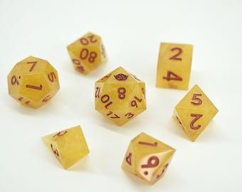 Handmade Resin Dice Set, Autumn Glow, 7 Piece