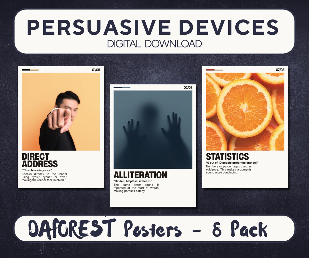 Daforest Features DAFOREST Posters | Persuasive Writing Techniques | Orange & Blue ...