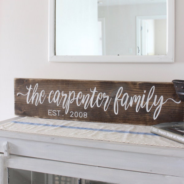 Family Name Sign, Stained Wood Sign, Christmas gift, Established Date Sign, Personalized Gift, Custom Sign, Wood Wall Decor