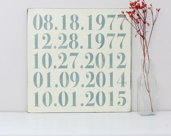 Custom Important Dates Wood Sign: Anniversary, Birthdays, Family