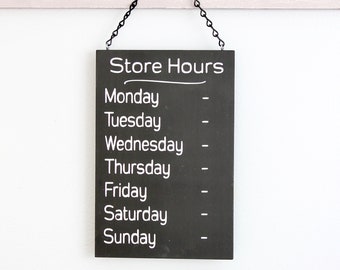 Chalkboard Store Hours Sign, Business Hours Sign, Boutique Sign, Spa Sign, Modern Store Hour Sign, Custom Sign