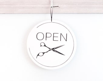 Open and Closed Business Sign, Hair Stylist Sign, Barber Shop Sign, Closed Sign, Custom Sign, Salon Sign, Wood Sign