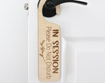 In Session Door Hanger Sign | Double Sided Wood Do Not Disturb Office Sign