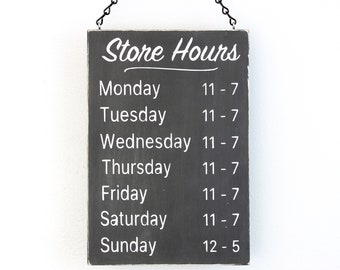 Custom Business Hours Sign: Boutique Shop Wall Decor