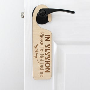 In Session Door Hanger Sign, Do Not Disturb Door Sign, Laser Engraved Wood Office Sign, Door Sign Hanger, Office Sign, Wood Sign In Session