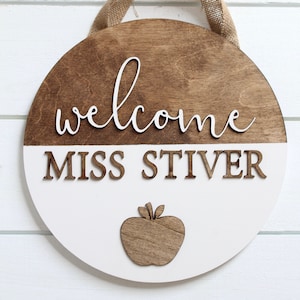 Teacher Door Sign, Welcome Sign, Teacher Gift, Classroom Hanging Door Sign, Laser Cut Sign, Custom Sign, Door Decor Sign