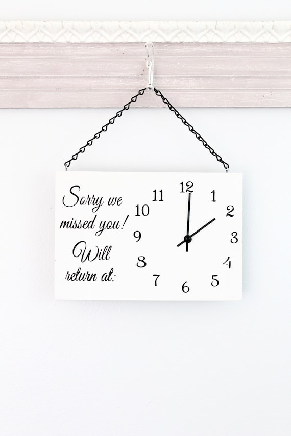 Will Return Hanging Clock Sign, Sorry We Missed You Store Hour Sign, Custom Sign, Store Sign, Boutique Sign, Wood Sign