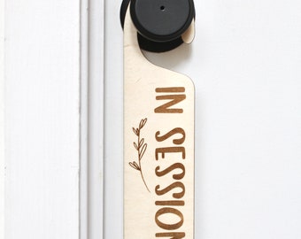 In Session Door Hanger Sign, Laser Sign, Office Sign, Home Office Door Sign Hanger, Office Sign, Wood Sign In Session