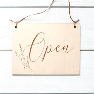 Open Closed Sign, Laser Engraved Business Sign,  Open Business Sign, Double Sided Custom Sign, Spa Sign, Wood Sign