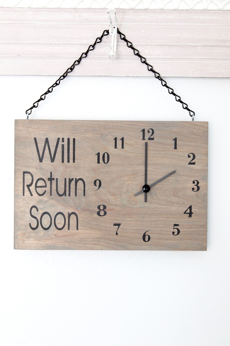 Return Time. Sign Business Sign, Will Return Clock Sign, Store Hour Sign, Custom Sign ...