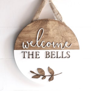Custom Family Name Wood Welcome Sign, Laser Cut Door Decor