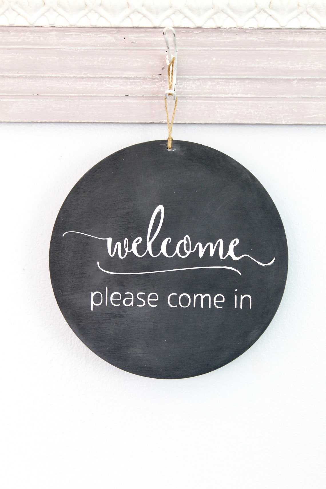 Be Back Soon Wood Sign, Welcome Sign, Round Modern Business Sign ...