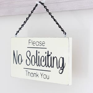 No Soliciting Sign, Soliciting Sign, Custom Sign, Hanging Sign, Wood Sign, Vintage Sign image 2