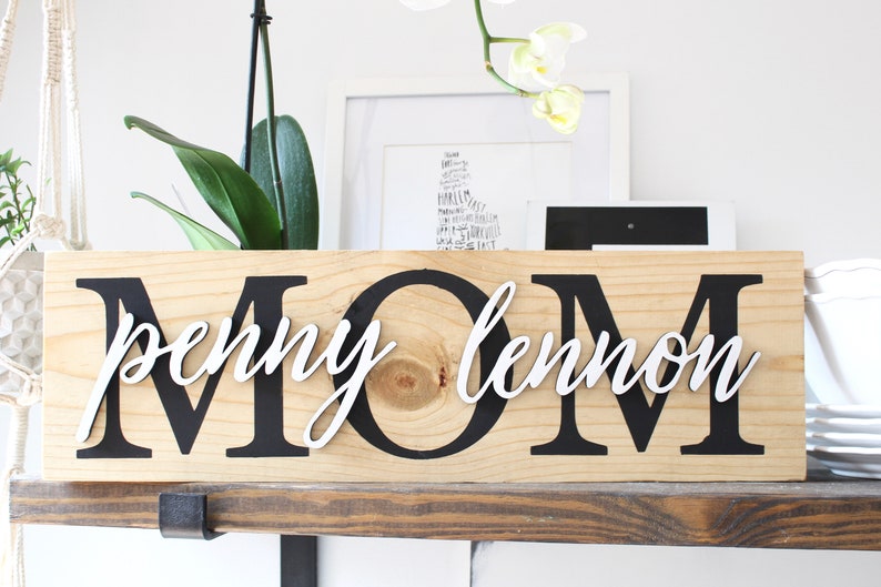 3D Sign Mom Sign Rustic Wall Decor Wood Wall Decor Mother/'s Day Gift Family Name Wood Sign Christmas Gift for Mom Custom Sign