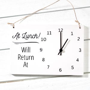Out to Lunch Sign, Will Return Hanging Clock Sign, Sorry We Missed You Store Hour Sign, Custom Sign, Store Sign, Boutique Sign, Wood Sign