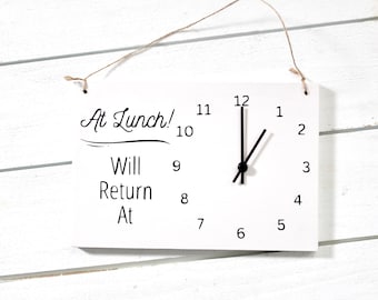 Out to Lunch Sign, Will Return Hanging Clock Sign, Sorry We Missed You Store Hour Sign, Custom Sign, Store Sign, Boutique Sign, Wood Sign