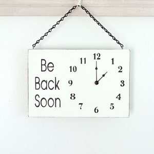 Business Sign, Be Back Soon Clock Sign, Store Hours Sign, Custom Sign, Store Sign, Salon Signs, Hanging Business Sign