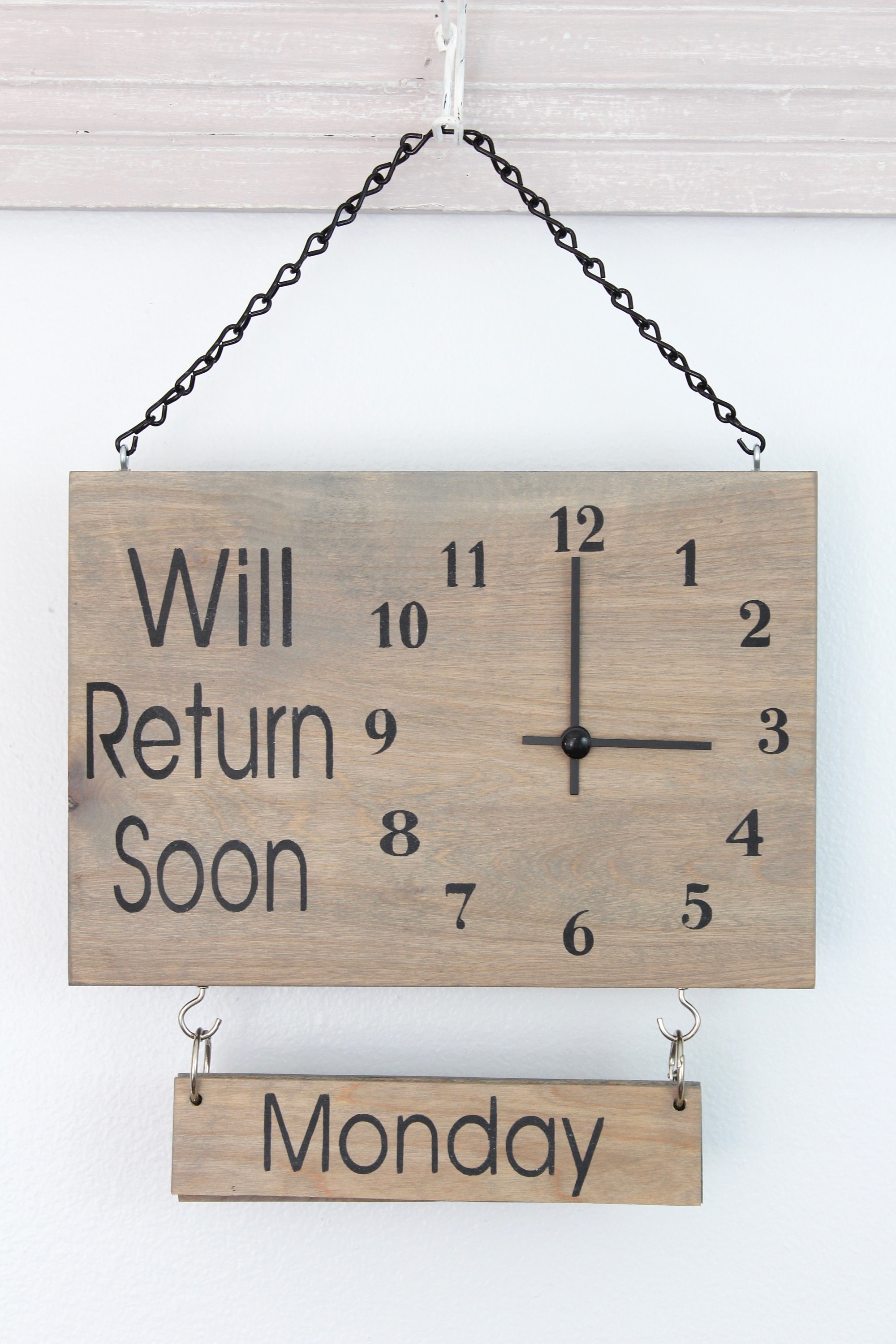 Return Time. Sign Will Return Clock Sign With Days of the Week, Business Sign, Clock Sign ...