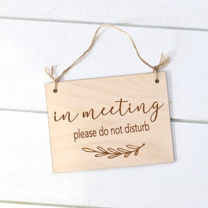 In Meeting Sign, Welcome Sign, Business Sign, Wood Door Sign, Laser Engraved Sign