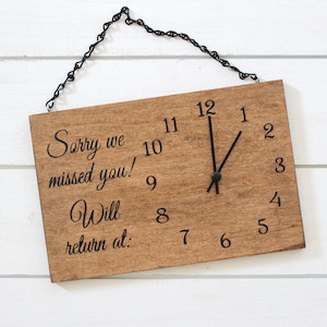 Will Return Clock Sign, Store Hour Sign, Custom Sign, Store Sign, Boutique Sign, Hanging Business Sign, Wood Sign
