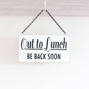 Out To Lunch Sign, Business Sign, Office Sign, Hanging Business Sign, Office Decor, Wall Art, Wood Sign