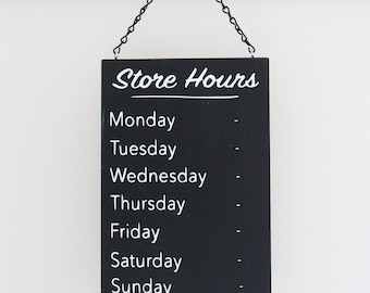 Chalkboard Store Hours Sign, Business Hours Sign, Boutique Sign, Spa Sign, Modern Store Hour Sign, Custom Sign