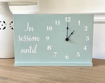 In Session Clock Sign, Will Return Clock Sign, Desktop Clock Sign, Custom Sign, Store Sign, Standing Clock Sign, Office Clock, Wood Sign