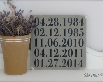 Custom Important Dates Wood Sign: Personalized Anniversary, Birth Dates