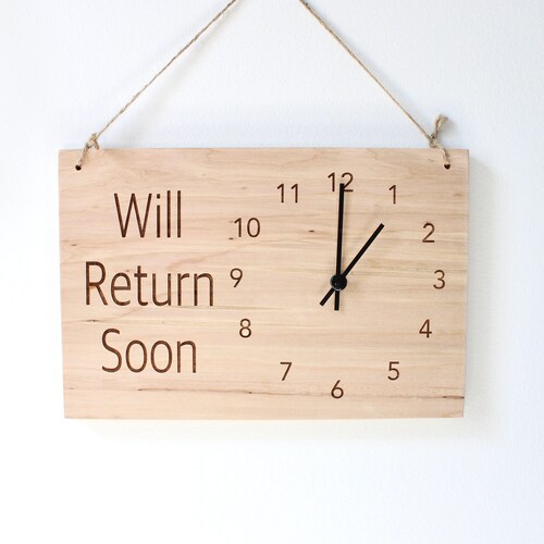 Will Return Hanging Clock Sign Sorry We Missed You Store Hour Etsy