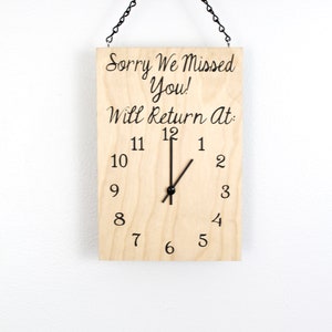 Will Return Clock Sign, Store Hour Sign, Custom Sign, Store Sign, Boutique Sign, Hanging Business Sign, Wood Sign