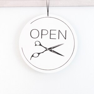 Round Modern Salon Sign, Open Sign, Closed Sign, Custom Sign, Store ...