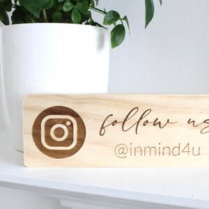 Social Media Sign, Tabletop Social Media Sign, Laser Sign, Engraved, Minimalist Sign for Social Media
