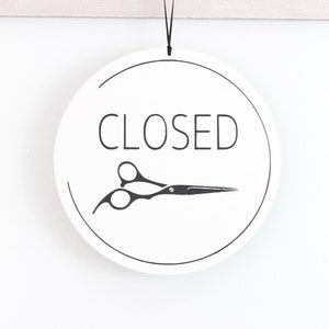 Round Modern Salon Sign, Open Sign, Closed Sign, Custom Sign, Store ...