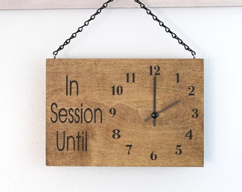 In Session Clock Sign, Will Return Clock Sign, Clock Sign, Custom Sign, Store Sign, Boutique Sign, Clock, Wood Sign