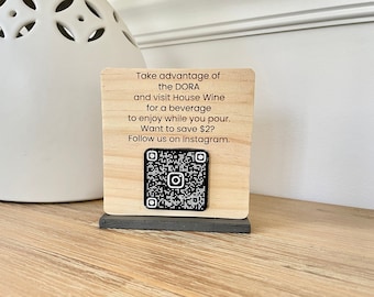 Custom Laser Engraved QR Code Wood Sign