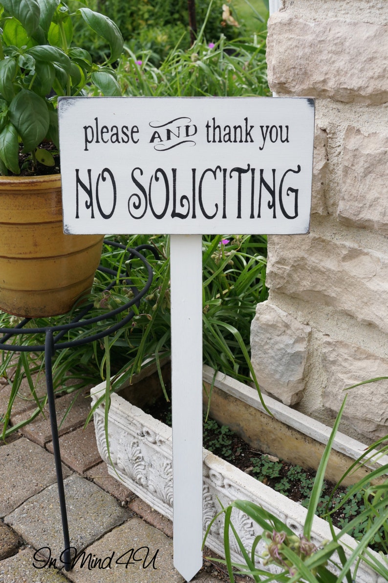 No Soliciting Sign Garden Sign Yard Sign Solicitation Wood Etsy