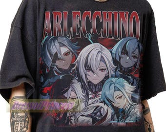 Limited Arlecchino Vintage 90s T-Shirt - Arlecchino Game Fan Apparel Gifts Tee - Arlecchino Fan Merch Tee For Man And Women