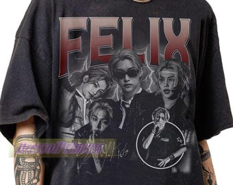 Limited Felix Vintage 90s T-Shirt - Felix Kpop Music Fan Apparel Gifts Tee - Felix Straykids Retro Merch Tee For Man And Women