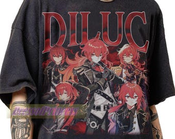 Limited Diluc Vintage 90s T-Shirt - Diluc Genshin Impact Game Fan Apparel Gifts Tee - Diluc Fan Merch Tee For Man And Women