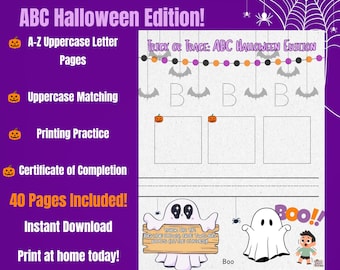 Trick or Trace: ABC Halloween Printable PDF Workbook
