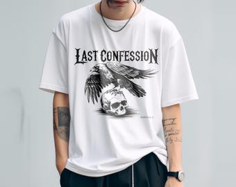 Last Confession Raven Skull T-shirt, Gothic Dark Academia T-shirt, Comfort Colors 1717