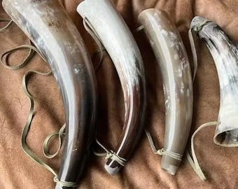 Handcrafted Viking Blowing Horn with Leather Strap