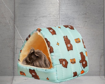 Cama nido acogedora de peluche para animales pequeños, ideal para hámsteres, conejos, cobayas y erizos, ideal para dormir en invierno (talla XS-L)