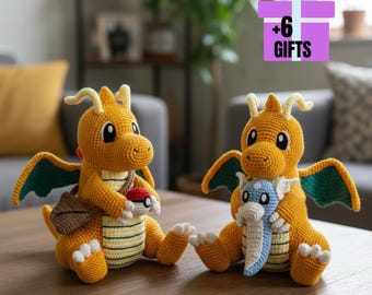 Patrón de amigurumi de Charizard a crochet / Peluche PDF