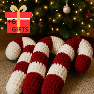 Cozy Up Your Home for the Holidays with a Crocheted Candy Cane Pillow - Instant Download