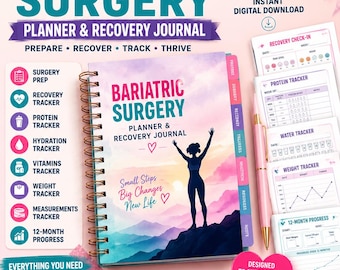 Bariatric Surgery Planner, Recovery Journal, Weight Loss & Wellness Tracker (Digital Download)