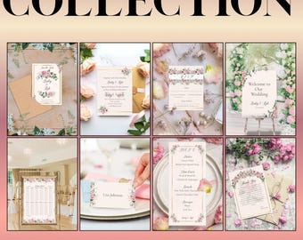 Elegant Wedding Invitation Suite | Complete Printable Wedding Template | 8 Matching Templates | Classic Canva Wedding Bundle | Premium Kit
