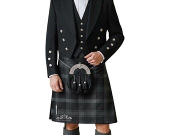 Giacca da uomo Prince Charlie con gilet a 5 bottoni. Giacca da uomo Prince Charlie da matrimonio / Misura torace da 34" a 54" pollici.