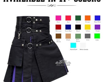 Kilt utilitário híbrido escocês masculino Pride – Kilt utilitário de algodão com bolsos cargo em diferentes pregas e cores, tamanhos de 28" a 62"
